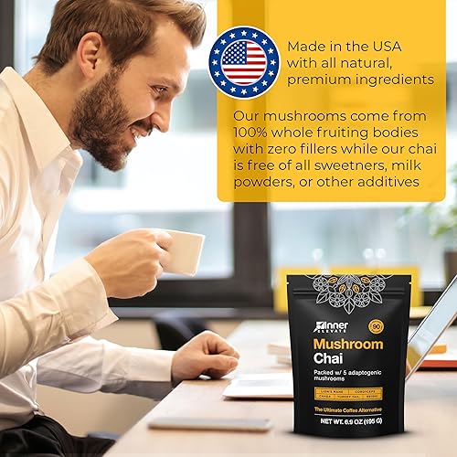 Miniatura 8 de Inner Elevate Mushroom Chai - La mejor alternativa al café - Bebida de té de hongos adaptogénica con melena de león, cordyceps, chaga, reishi, cola