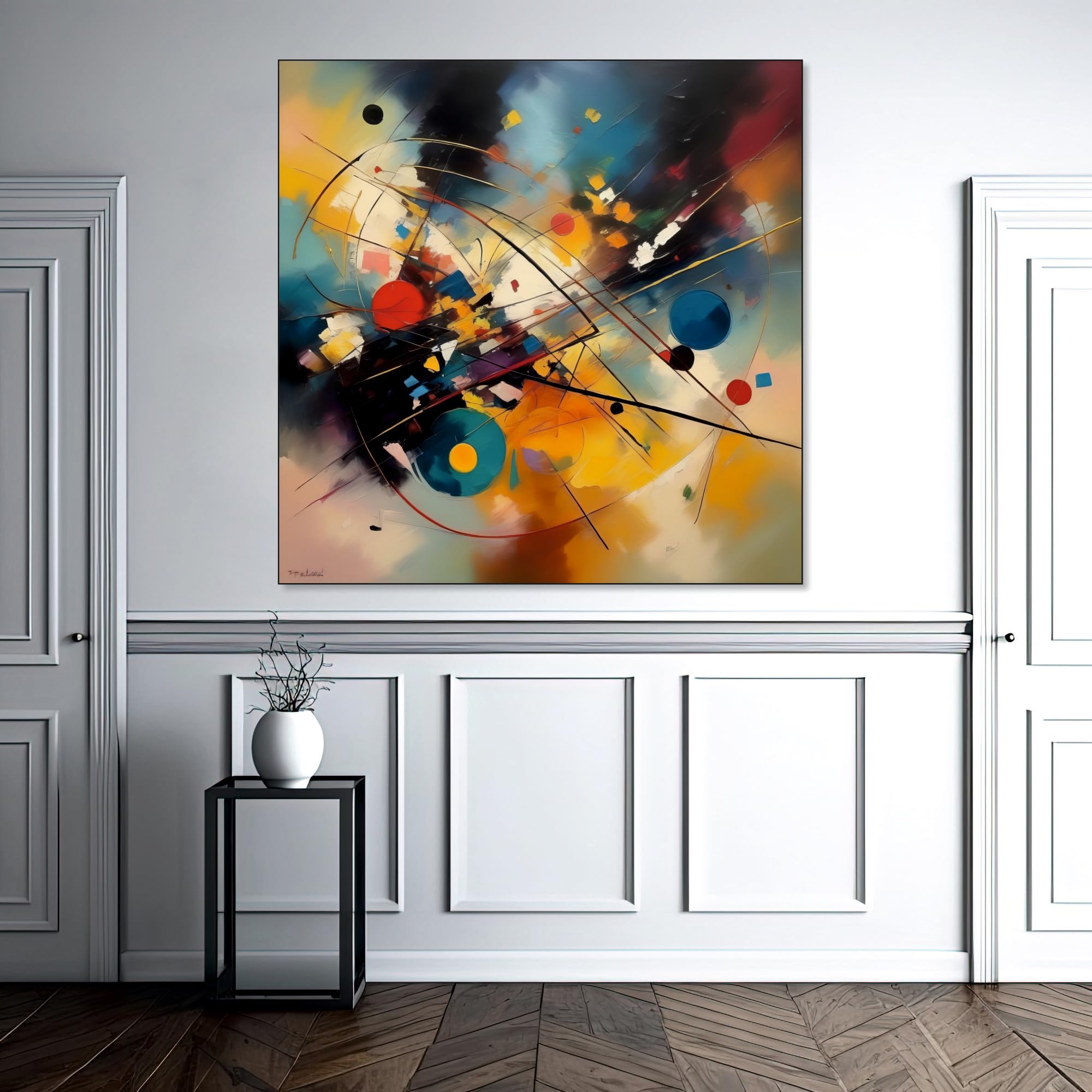 The Castle Decor Abstract Painting with Frame Big Size (24X24) Wall Art for Living Room, Bedroom, Drawing Room, Hotels-Wooden Framed-Digital Painting