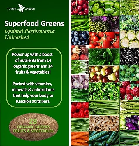 Miniatura 2 de Potent Garden Suplemento orgánico de superalimentos, frutas y verduras rico en vitaminas y antioxidantes con alfalfa, raíz de remolacha y cereza