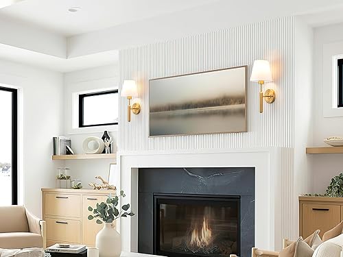 Miniatura 4 de Tumgog Juego de 2 apliques de pared que funcionan con pilas, accesorios sin cableado, con bombilla regulable de control remoto (color dorado)