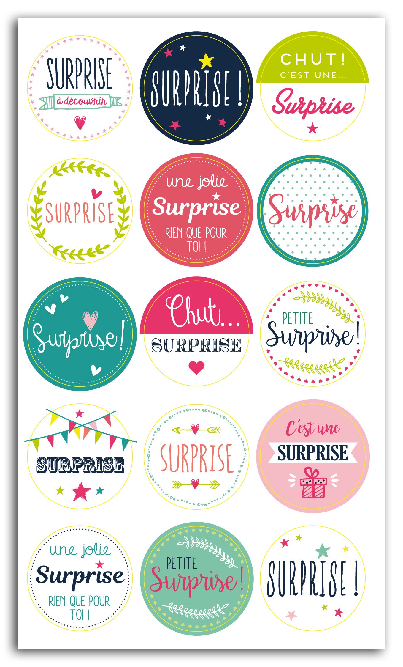 DRAEGER PARIS 1886 Toga sty033 15 Stickers Regalo Sorpresa Papel 3 x 3 x 0.1 cm, Multicolor