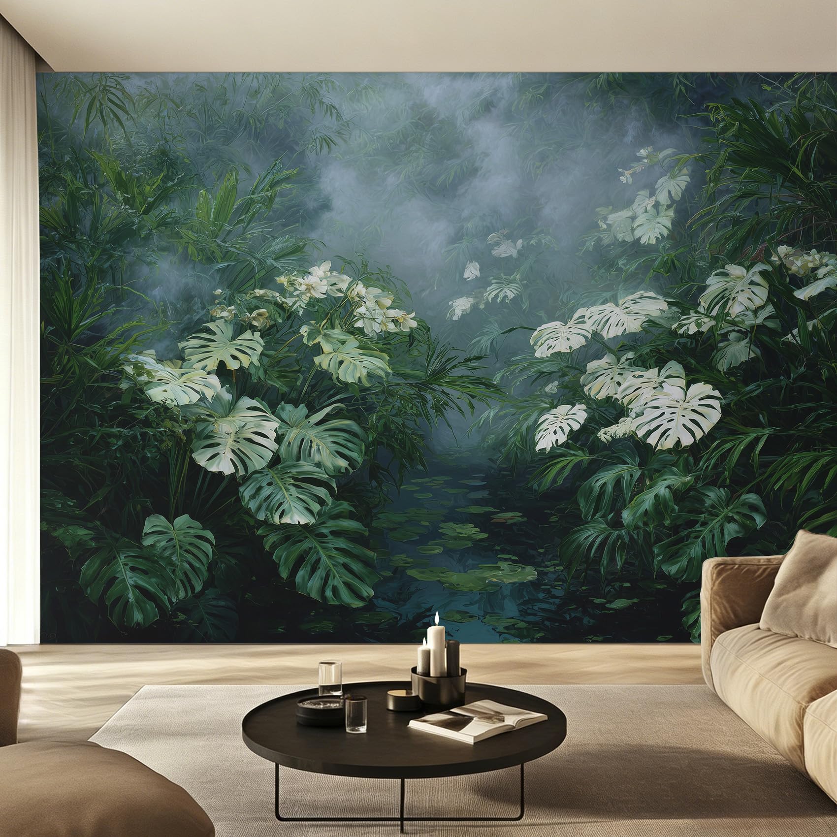 Papier Peint Feuille Verte Tropicale pour Créer une Ambiance Jungle Douce dans Votre Chambre