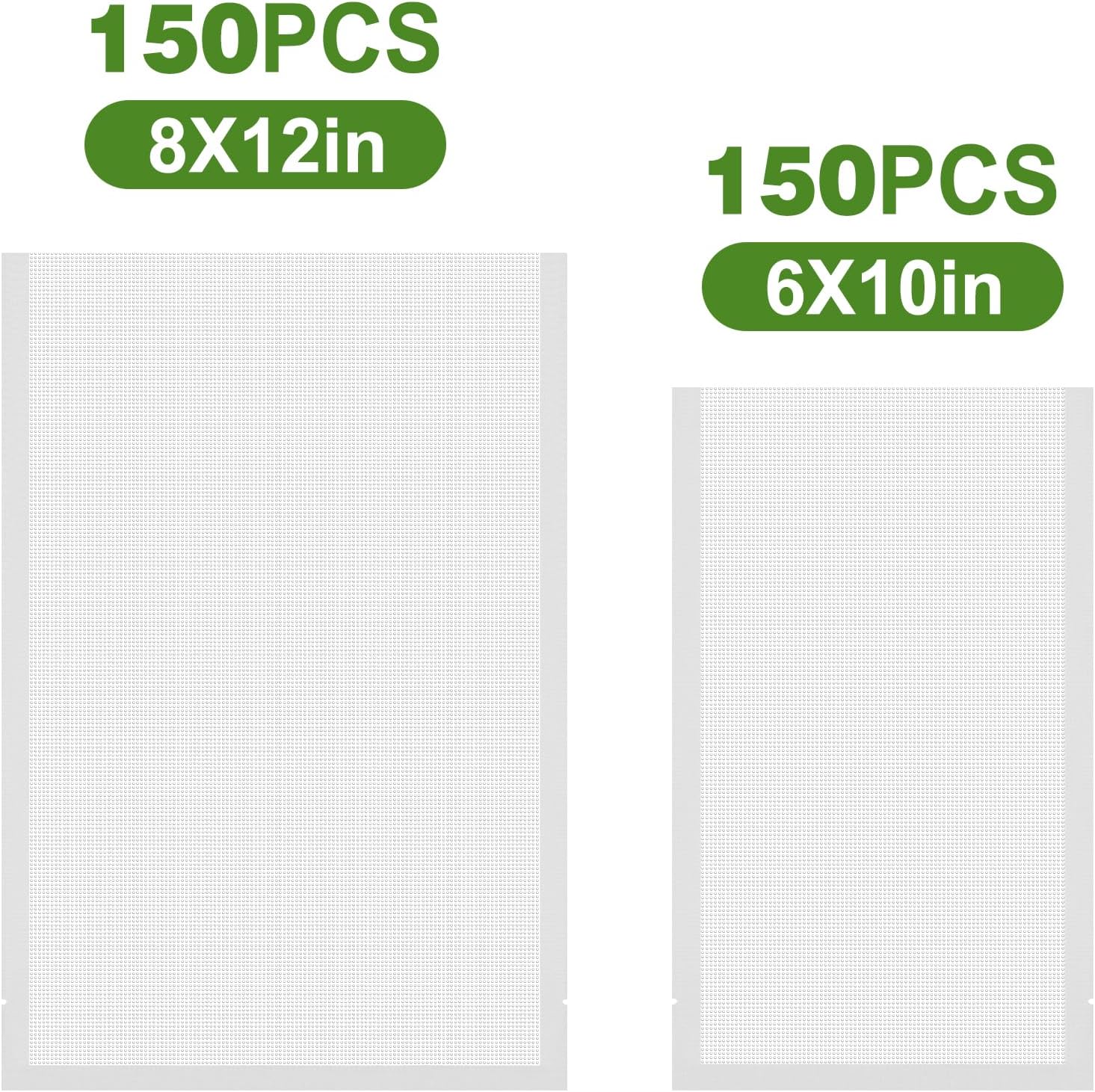 Moretoes 300pcs Vacuum Sealer Bags, 150pcs Quart 8" x 12" and 150pcs Pint 6" x 10", BPA Free, Pre-cut Commercial Grade Vac Bags for Food Storage, Meal Prep or Sous Vide - Image 2