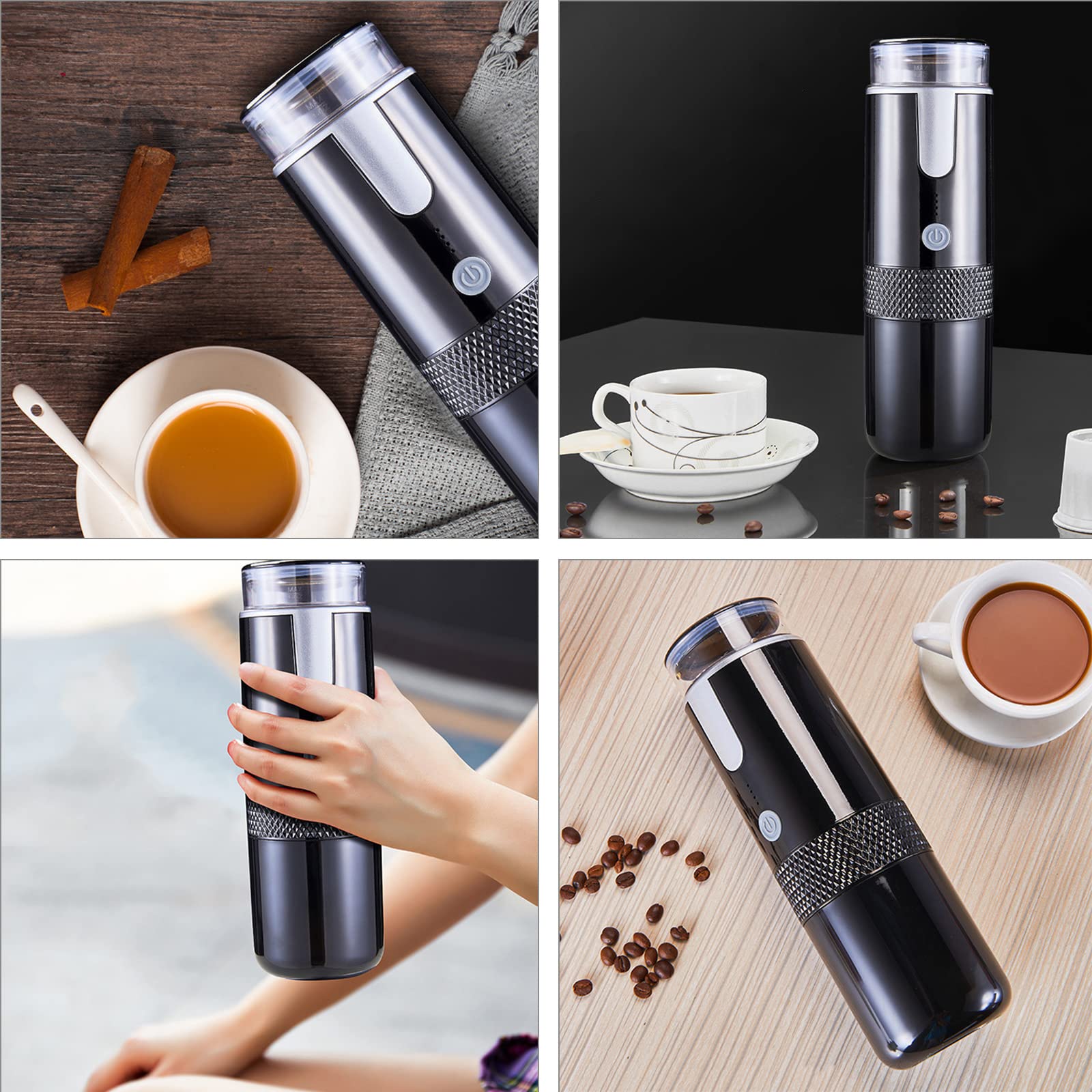 Macchina per caffè espresso portatile per auto, macchina da caffè a cialde, con ricarica USB, adatta per campeggio all'aperto, auto, casa, alta pressione, elettrica, ricaricabile'
