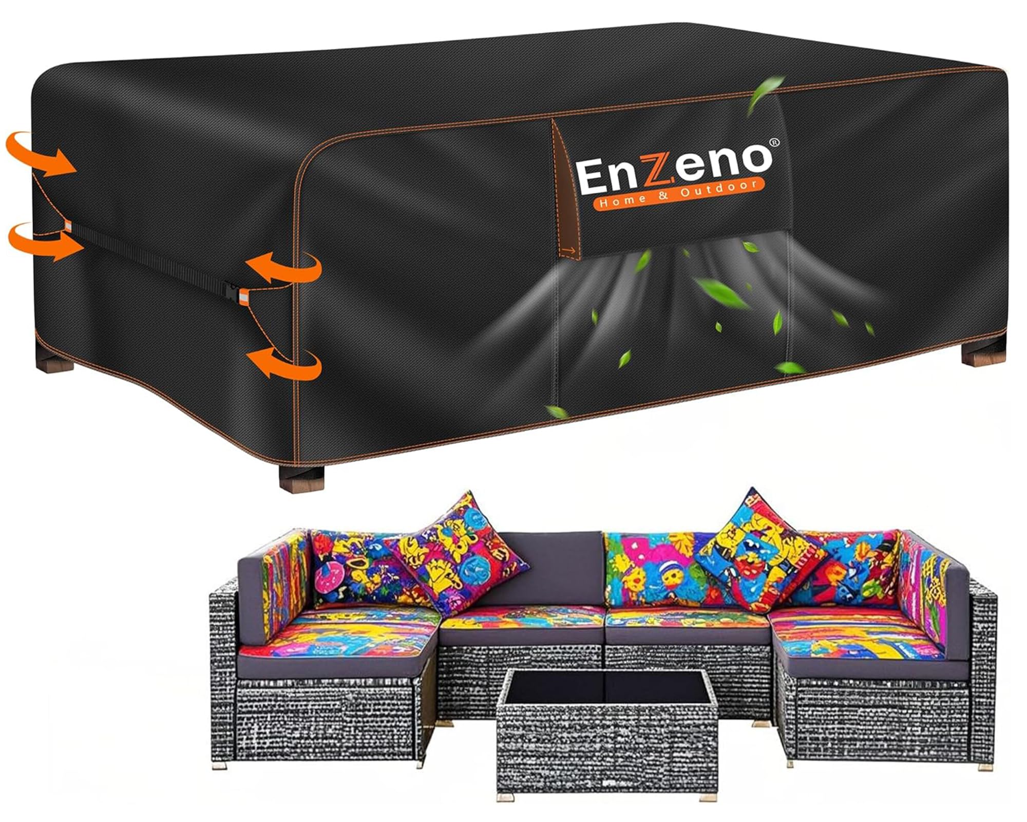 garden Furniture Set Cover Waterproof with Air Vent, 300X200cm outdoor table cover for Rectangle/Rectangular Table and Chair Set,420D Heavy Duty Oxford Fabric patio Table Cover Windproof — image 1