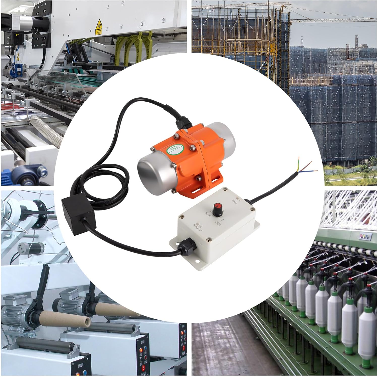 Concrete Vibrator Vibration Motor with Speed Controller, 100W Small Concrete Vibrator, Industrial Vibration Motor Orange
