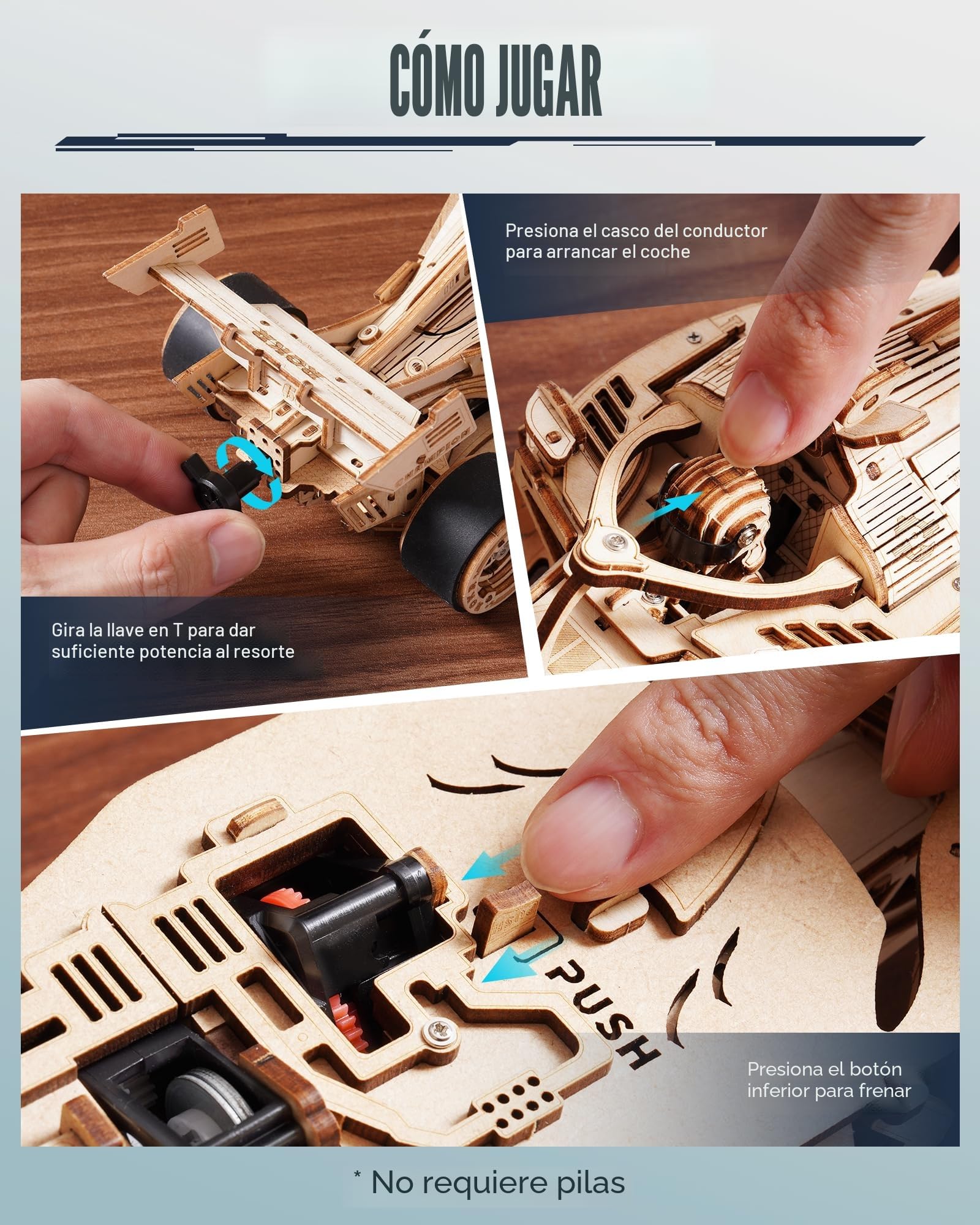 ROKR Puzzle 3D Coche de Carreras Maquetas para Construir Racing Car, LK505 | Modelos de Engranajes mecánicos, Regalos Hechos a Mano Hombres Mujeres Adultos