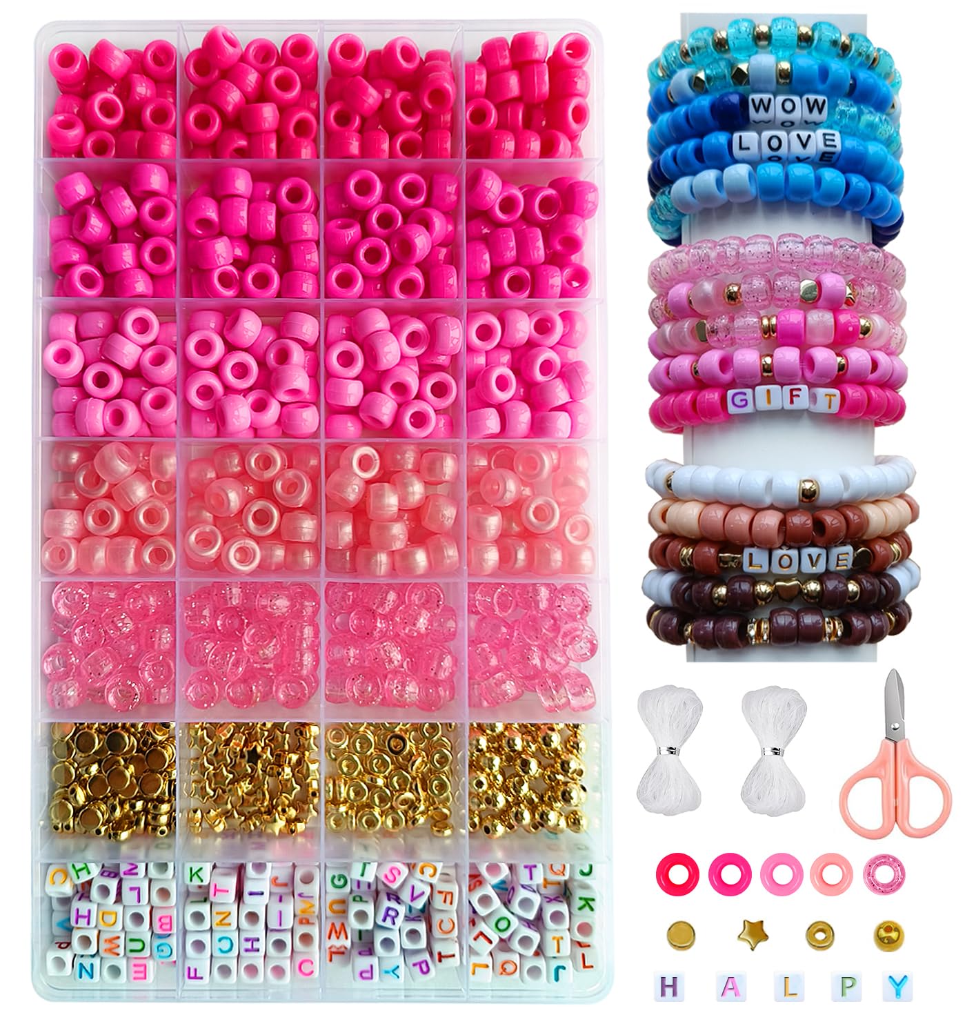 YTZWkit Pony Beads for Bracelet Making Kit, Handmade Friendship Making Set with Spacer Charms Letter Hair Beads, Jewelry Crafts Gift for Teen Girls