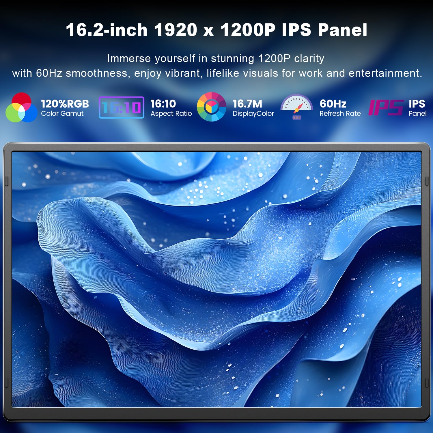 KEFEYA Tragbarer Monitor, 16.2" FHD 1200P Laptop Bildschirm Erweiterung, Monitor mit 360° Drehbarer Magnetischer Halterung, Reisemonitor für Alle Laptops, Plug & Play für Windows/Mac/Chrome/Xbox/PC