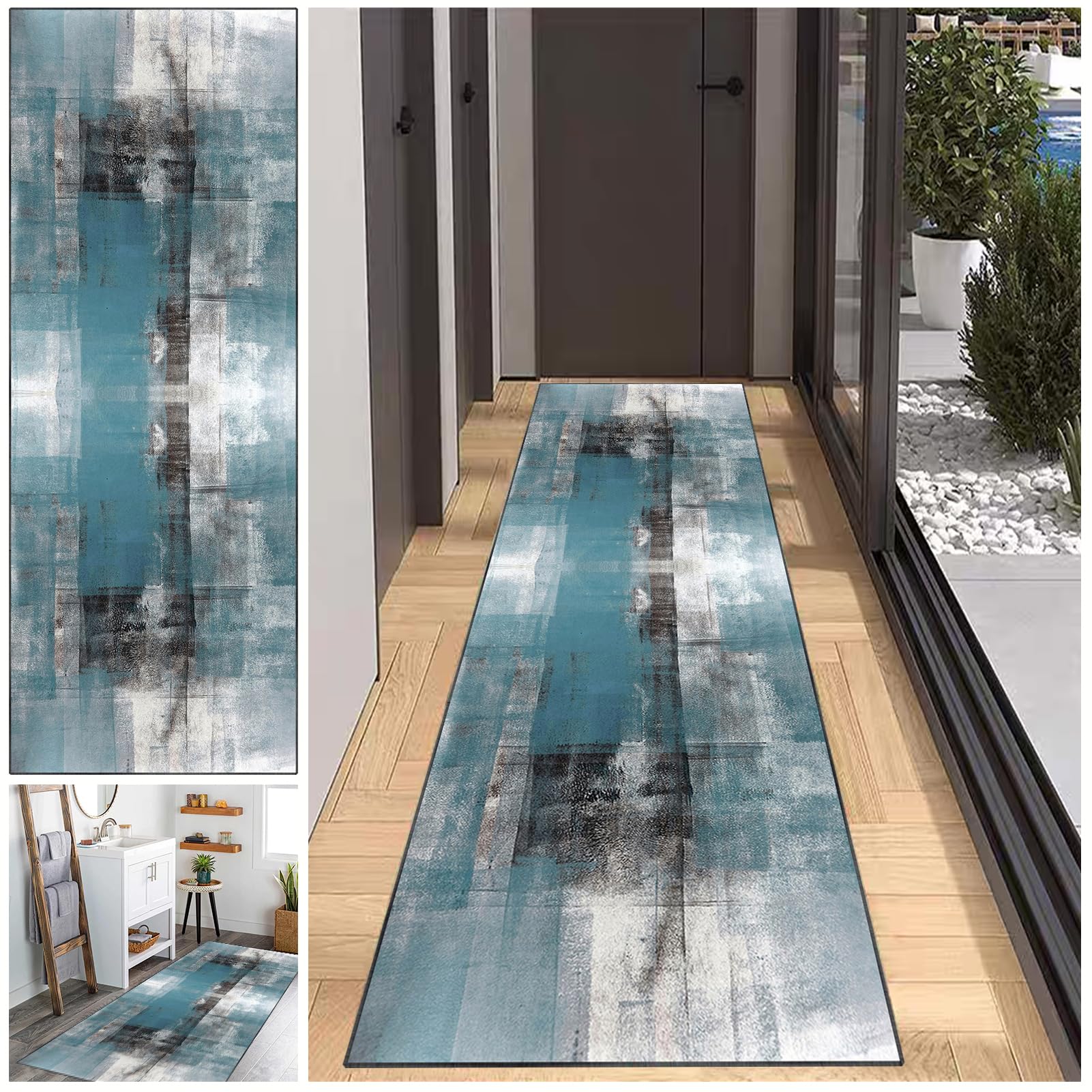 JaevKwzy Tapis Couloir 100 x 300 cm, Tapis de Cuisine Devant Evier Tapis de Couloir Moderne Antiderapant Lavable Tapis Cuisine Tapis Couloir Long pour Cuisine Salon Chambre Tapis d'entrée pour Hall