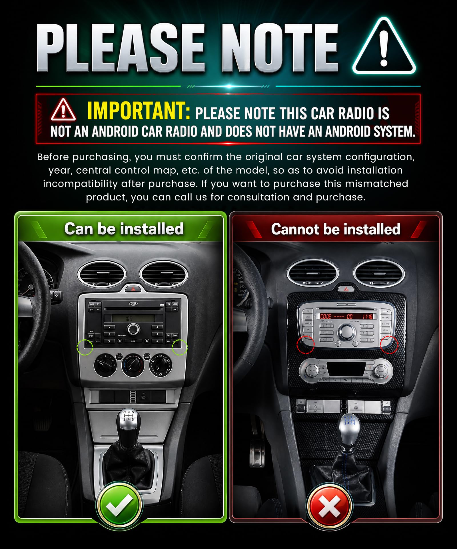 Rimoody Autoradio für Ford Focus C-Max S-Max Kuga Fiesta Transit Fusion Mondeo Galaxy Connect Wireless Carplay Android Auto Bluetooth FM/AM/RDS, 7 Zoll Touchscreen Radio EQ/SWC/USB/Navi Rückfahrkamera
