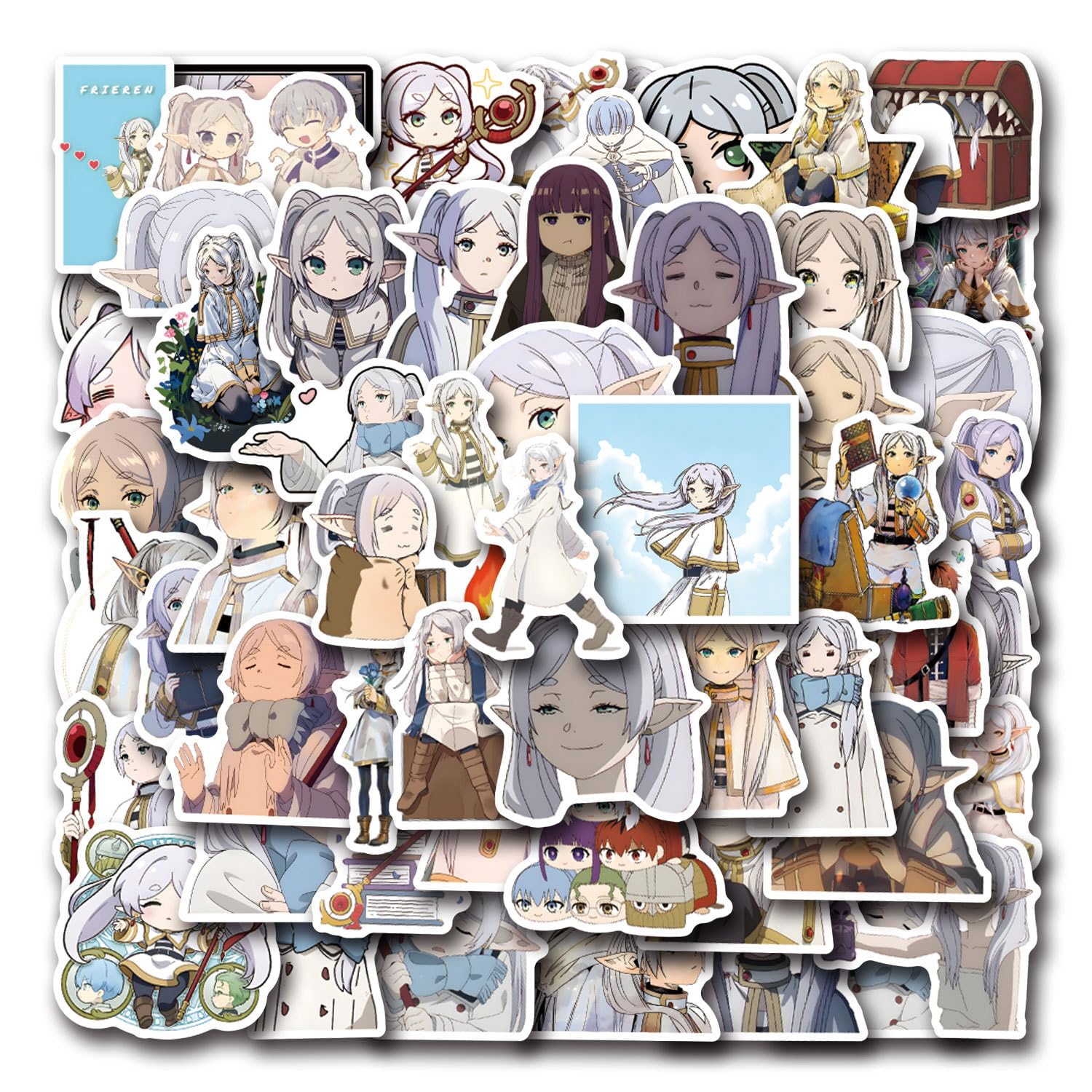 Affoto Boys Multicolor Frieren Beyond Journey's End Stickers For Laptop (50 Pieces), Gift For Children, Teenagers, Adults, Anime Waterproof Vinyl Stickers For Scrapbooking, Skateboard, Car, Luggage