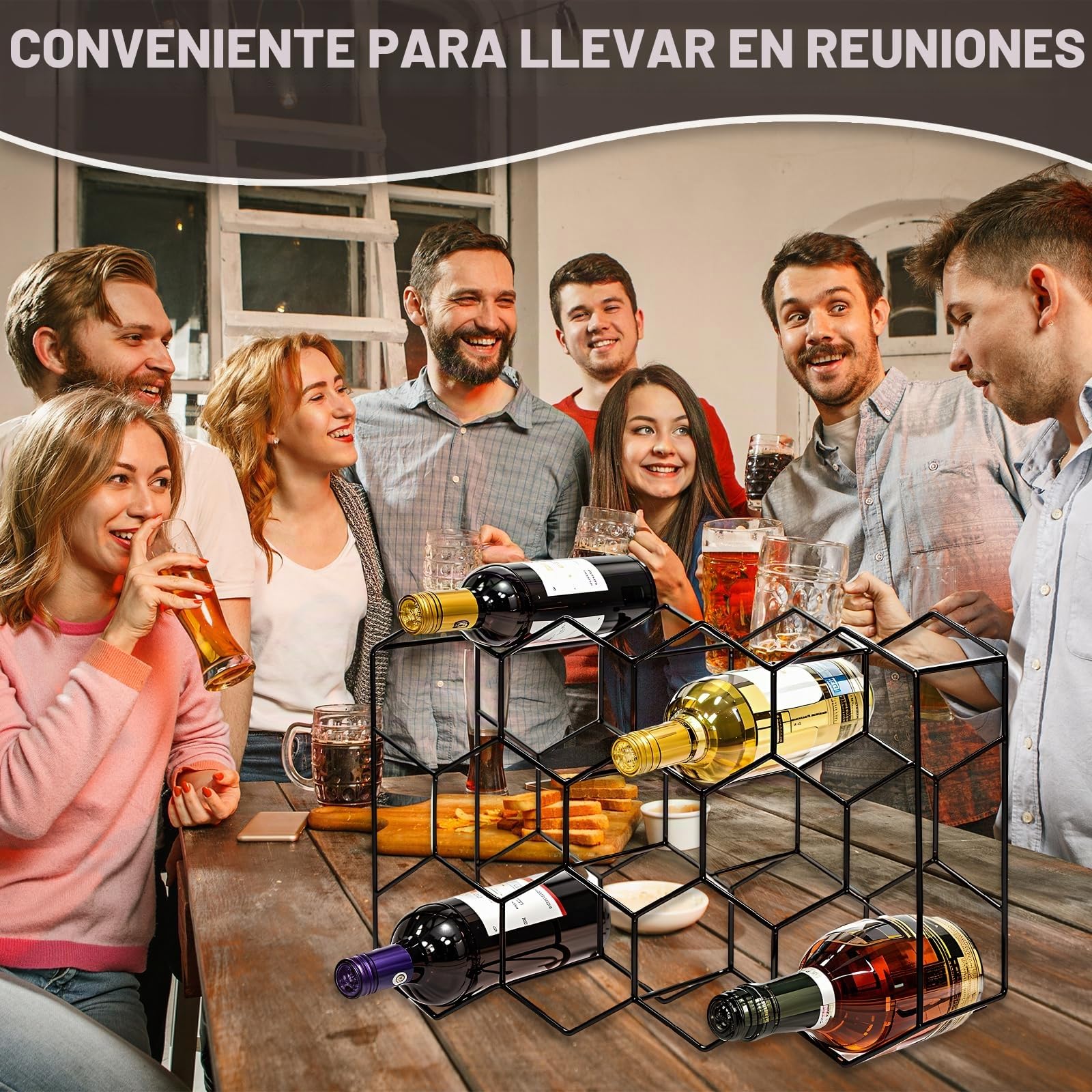 Dokeno Botellero de Encimera – 14 Botellas de Metal Negro Moderno Independiente pequeño – Soporte de Vino de Mesa de 3 Niveles para gabinete, despensa – Estante de Vino encimera – no Requiere