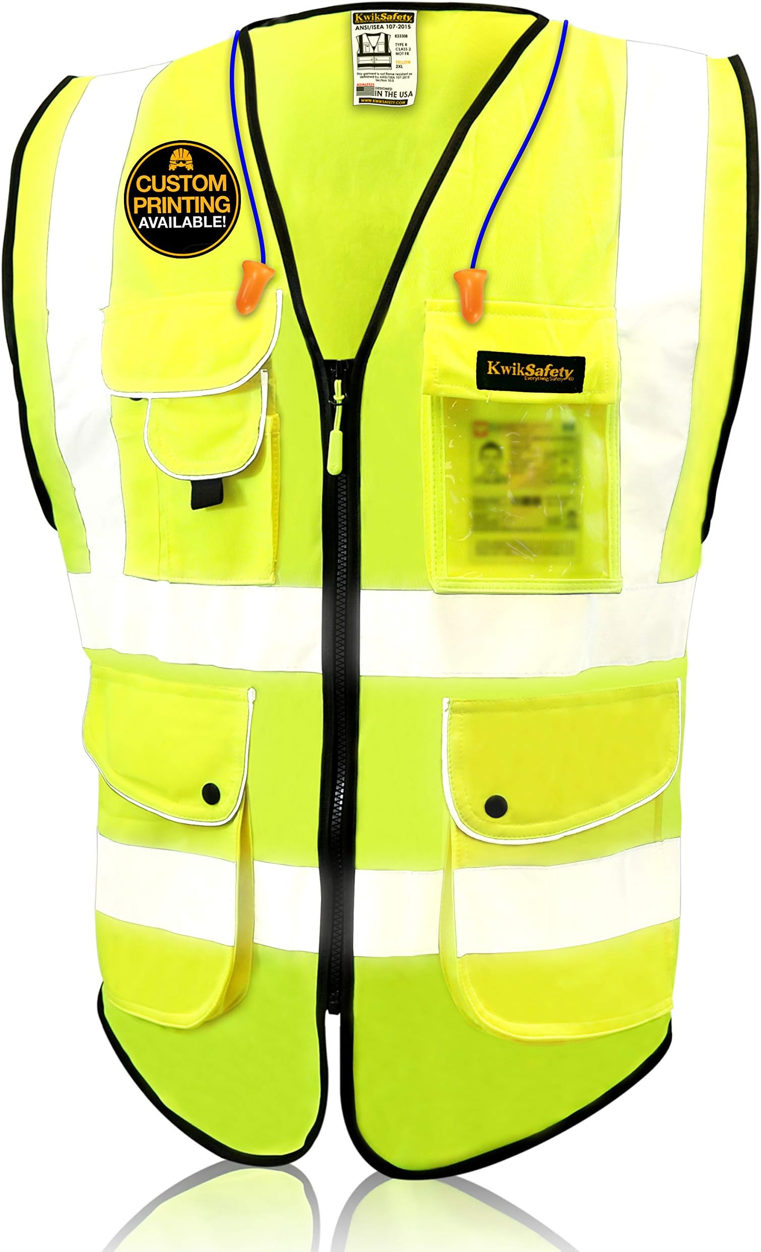 KwikSafety SUPERIOR Safety Vest Class 2 High Visibility Reflective Mesh 9 Pockets ANSI OSHA Yellow | Small to XX-Large