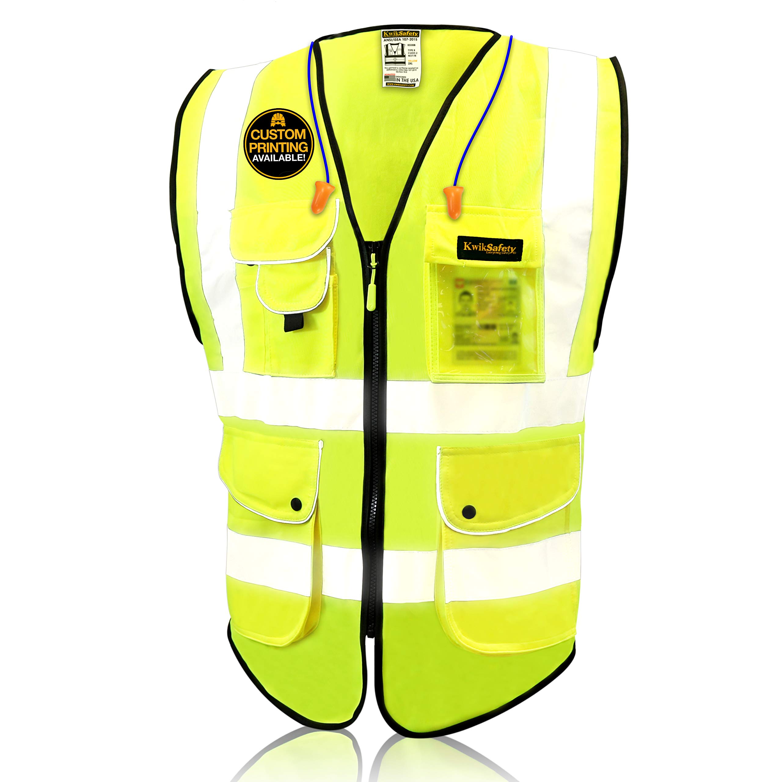 KwikSafety SUPERIOR Safety Vest Class 2 High Visibility Reflective Mesh 9 Pockets ANSI OSHA Yellow | Small to XX-Large