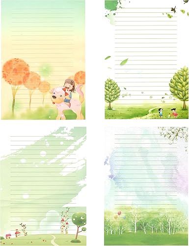 Miniatura 6 de Juego de 50 piezas de papel de papelería de escritura, papel de papelería forrado para escribir cartas, notas, invitaciones, manualidades, tamaño