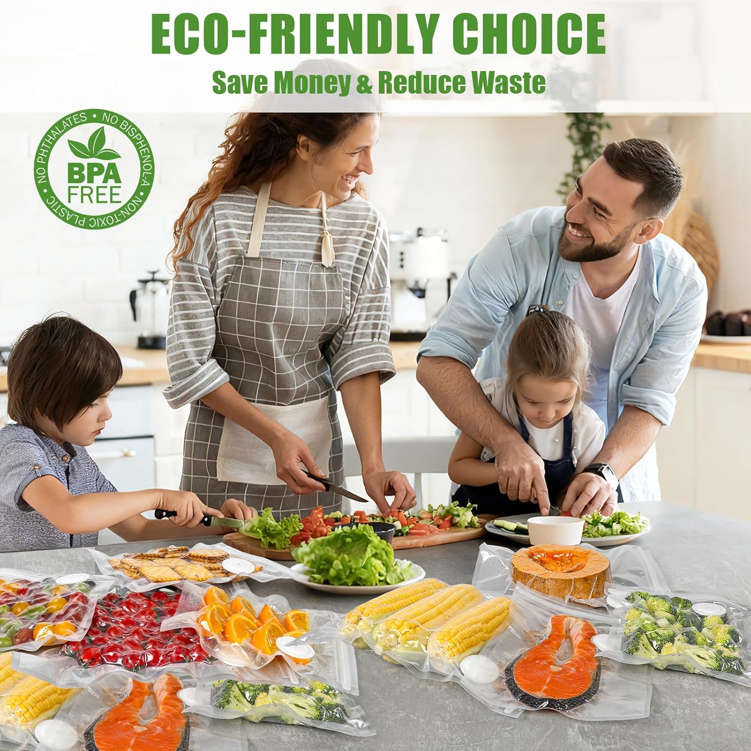 Vacuum Sealer Bags, 60 Pack Reusable BPA-Free Food Storage Bags | 30 Count 10x13 & 30 Count 8x10 Inches | Leakproof, Odorless for Freezer, Sous Vide, Meal Prep | Great for Home for Home Chefs