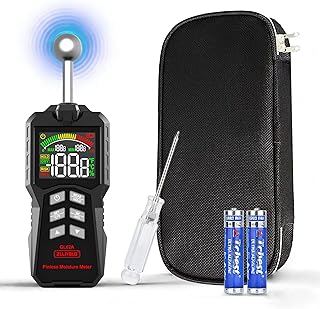 Wood Moisture Meter, Spherical Hygrometer with Color LCD Display and Sound Alarm, Moisture Tester Suitable for All Building Materials, Concrete, Wood, Walls, Gypsum, and Masonry