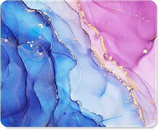 ITNRSIIET Mouse Pad with Stitched Edges, Premium-Textured Mouse Mat Pad, Non-Slip Rubber Base Mousepad for Gaming Laptop Computer & PC 260×210×3mm,Blue Purple Marble Art