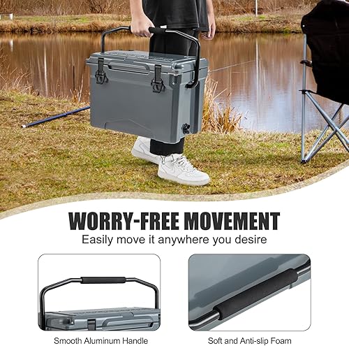 Miniatura 4 de Goplus Enfriador, baúl grande aislado con asas portátiles, portavasos integrados, cierres herméticos a prueba de fugas, retención de hielo de 5 a 7