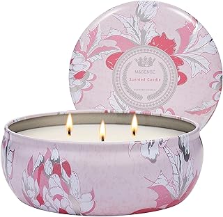 M&SENSE Fruity Rainbow Scented Candles 12 oz, Large 3 Wick Soy Tin Candl...