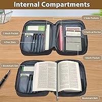 Vista 3 de Funda para Biblia con Asa Duradera, Estuche de Transporte para Libros Bolsa de Iglesia para Biblia, Protectora con Bolsillo con Cremallera