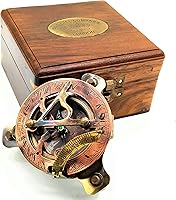 Vista 2 de Brújula de reloj de sol, vintage marino del oeste de Londres antiguo de 2.5 pulgadas, brújula de reloj de sol de latón antiguo de 2.5 pulgadas