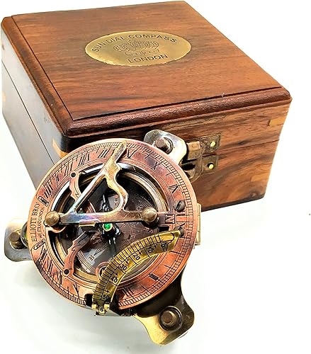 Miniatura 2 de Brújula de reloj de sol, vintage marino del oeste de Londres antiguo de 2.5 pulgadas, brújula de reloj de sol de latón antiguo de 2.5 pulgadas,