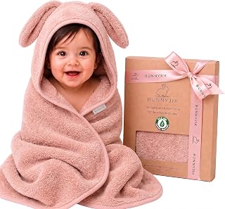 Turkish Organic Cotton Hooded Towels - Heritage Aegean Cotton, Organic Thick Bath Towels for Newborn, Best New Born Baby Girls Gift 32×32” Newborn to Toddler