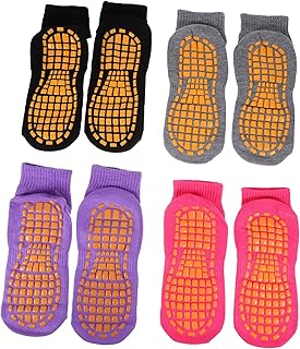 NAMOARLY 4 Pares De Meias Antiderrapantes Meias Infantis Meias Femininas Meias Femininas Meias De Pilates Com Alças Para Mulheres Meias De Ioga Prevenção De Fedor No Chão Meias De