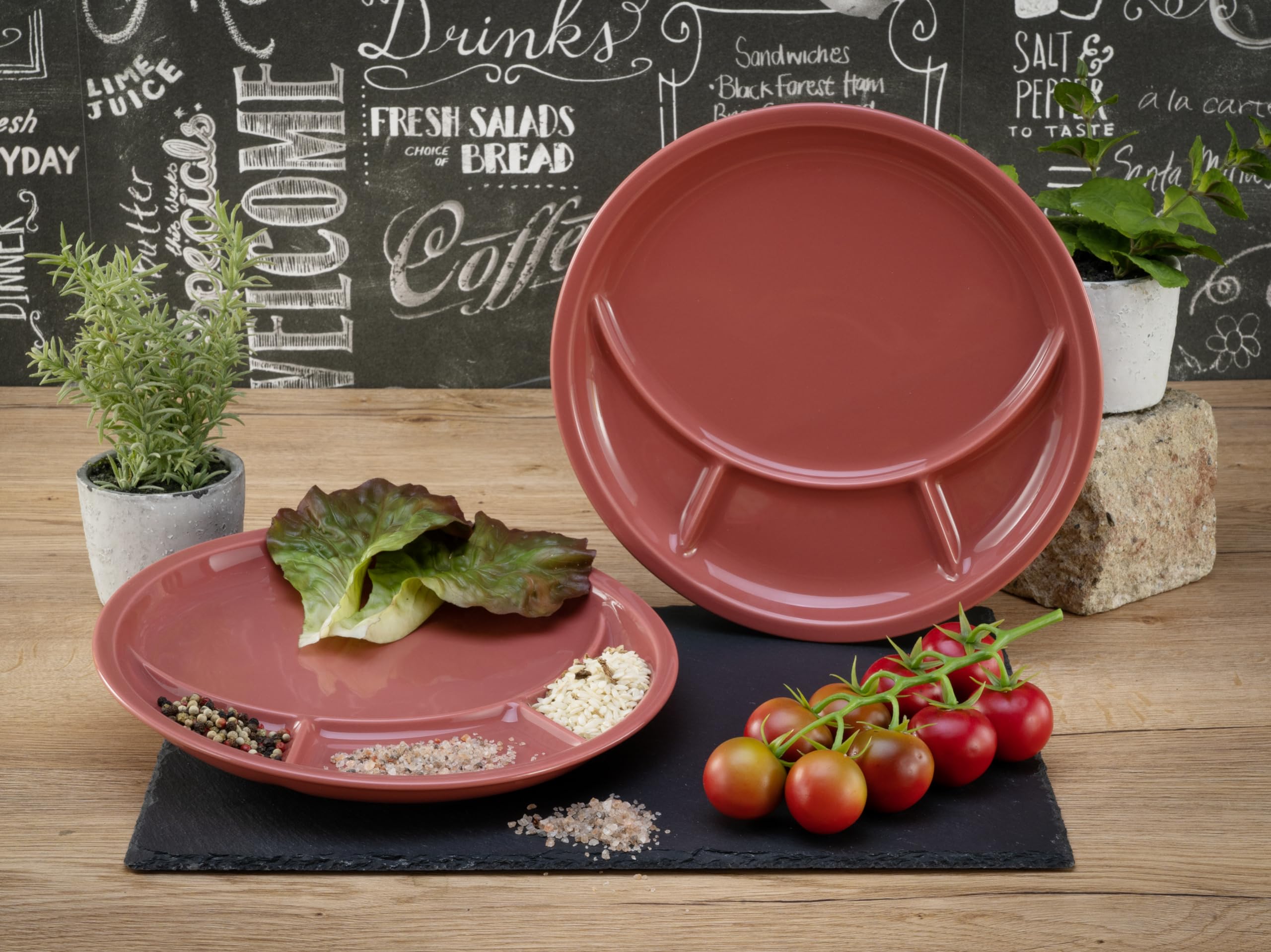 Creatable, 22925 Série Universal Lot de 4 assiettes à fondue en porcelaine pour 4 personnes Rouge Fabriqué en Pologne