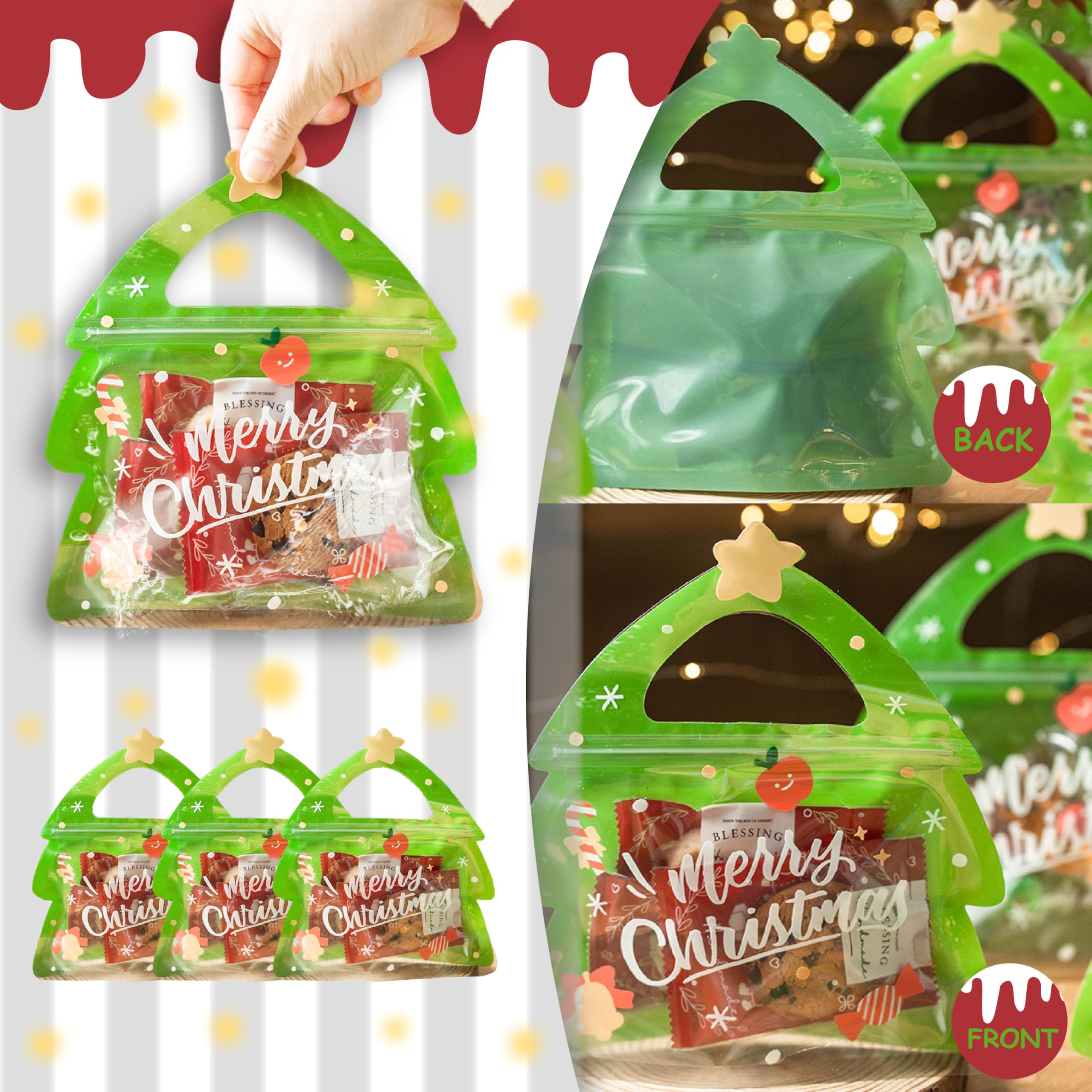 AOKELEON Bolsas de dulces para árbol de Navidad, 100 unidades (árbol de Navidad)