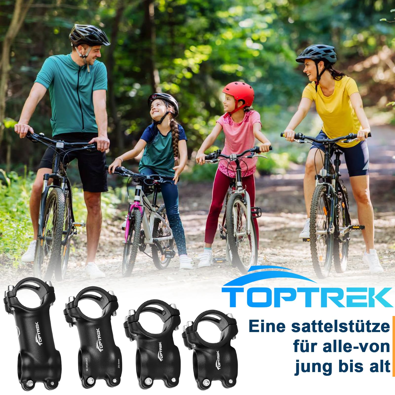 toptrek Attacco manubrio bicicletta 31,8 mm, manubrio mountain bike, 35 mm/45 mm/60 mm/70 mm, attacco manubrio 7° in lega di alluminio, manubrio leggero, manubrio della bicicletta, per MTB, BMX, bici
