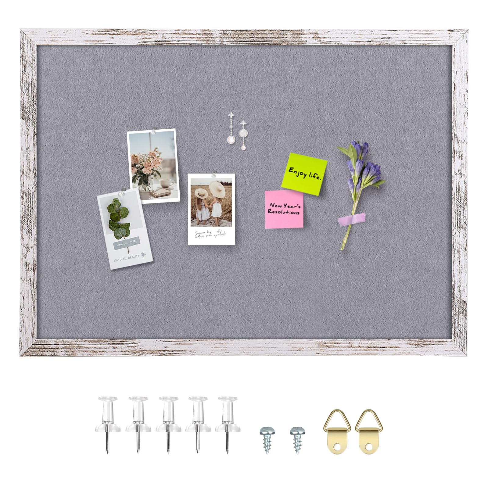 Aitakatta Kork-Filz-Pinnwand 30x30 Cm – Weißer Rahmen, 2 Stück, Mit Pins & Montageset