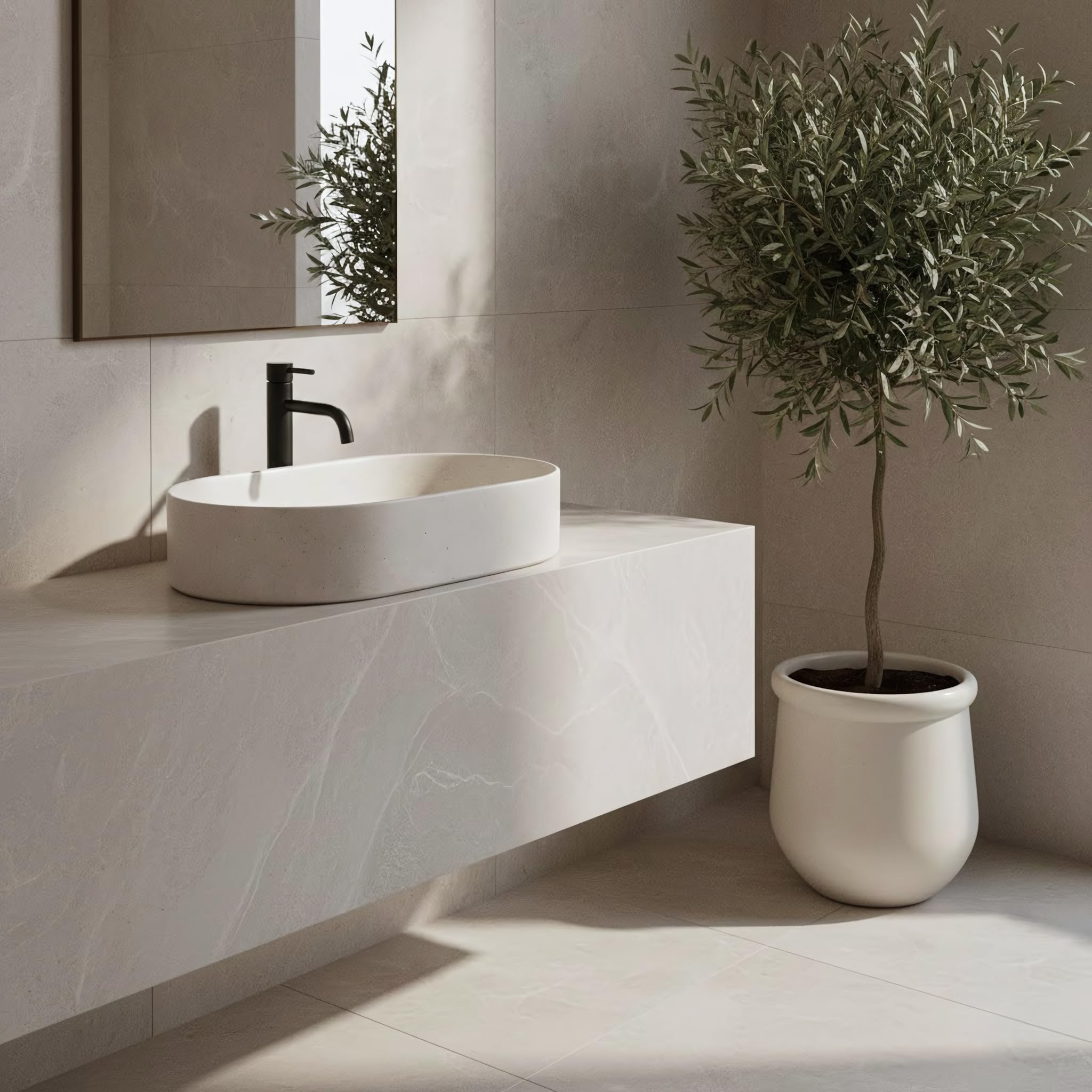 Lavabo Sobre Encimera Rea Nadia 60 Beige 61X38,5X12Cm