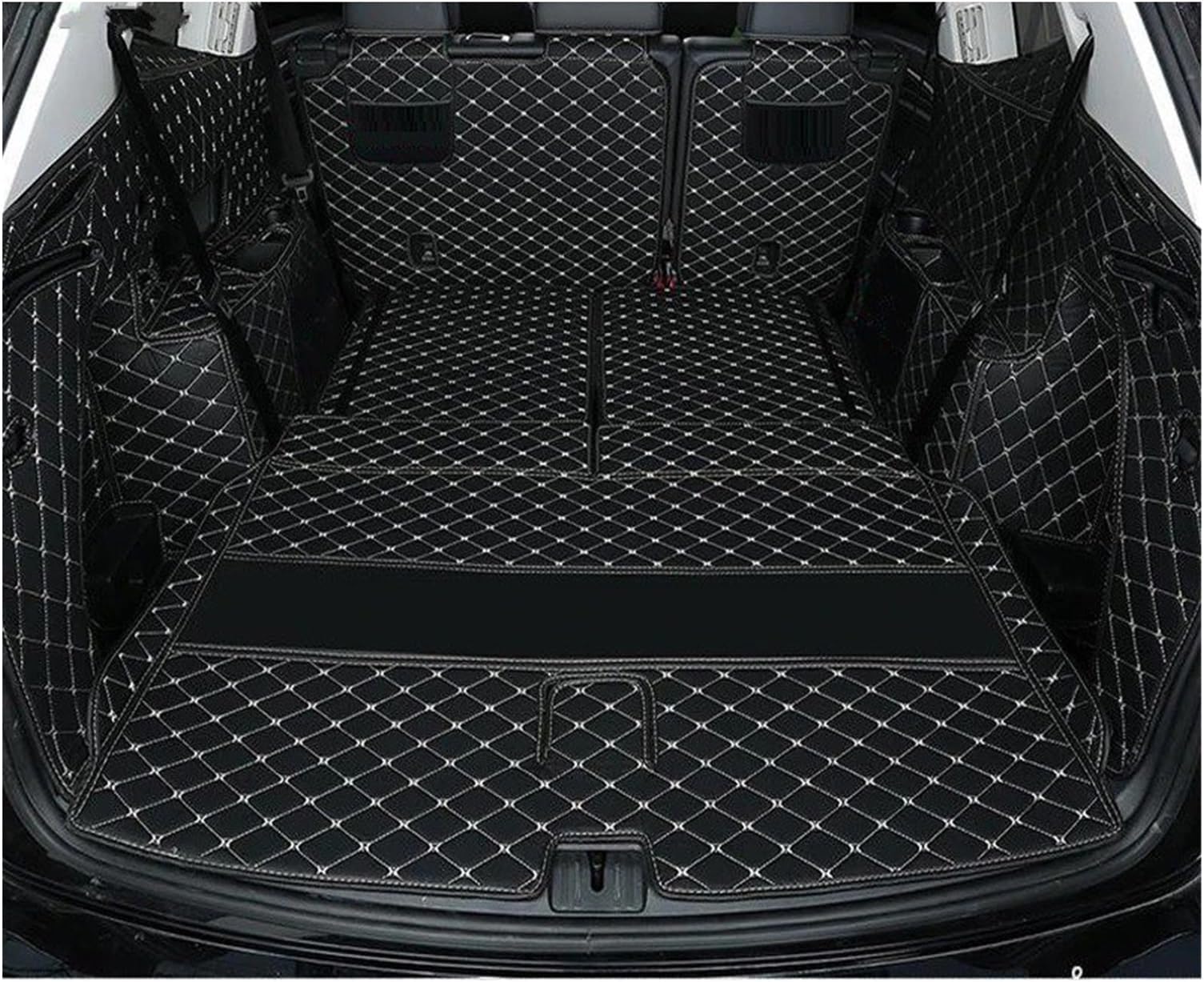 Car Trunk Mat Boot Liner For VW For Atlas 2017 2018 2019 2020 For Teramont Leather Car Trunk Mat Cargo Liner Accessory Covers Styling Interior(Black red wire)