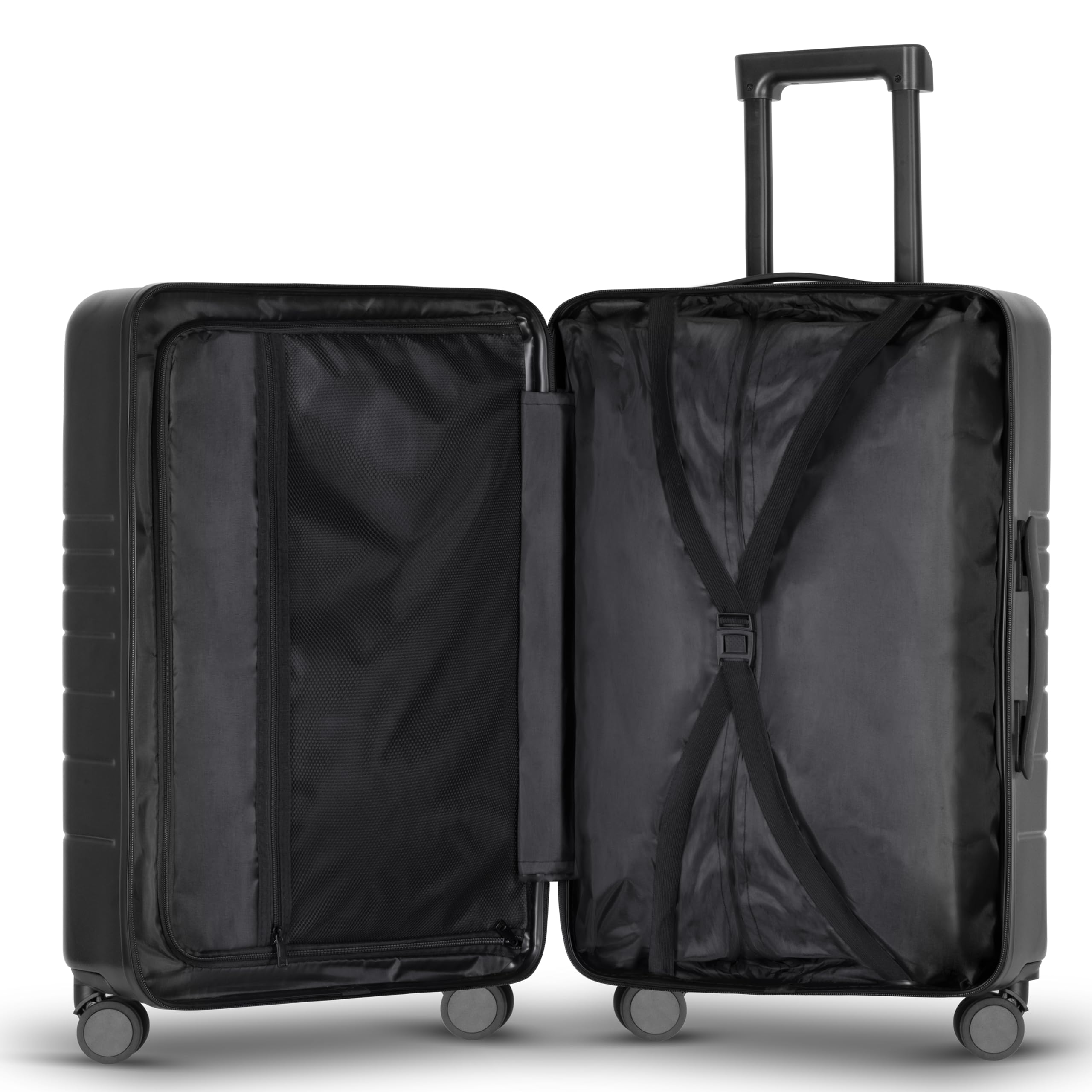 ETERNITIVE - Walizka Duża 96L I Rozmiar: 75,5 x 48 x 32 cm I Lekka Walizka z ABS I Bagaż Rejestrowany 20kg I Zamek TSA I Podwójne Koła 360° I Czarna
