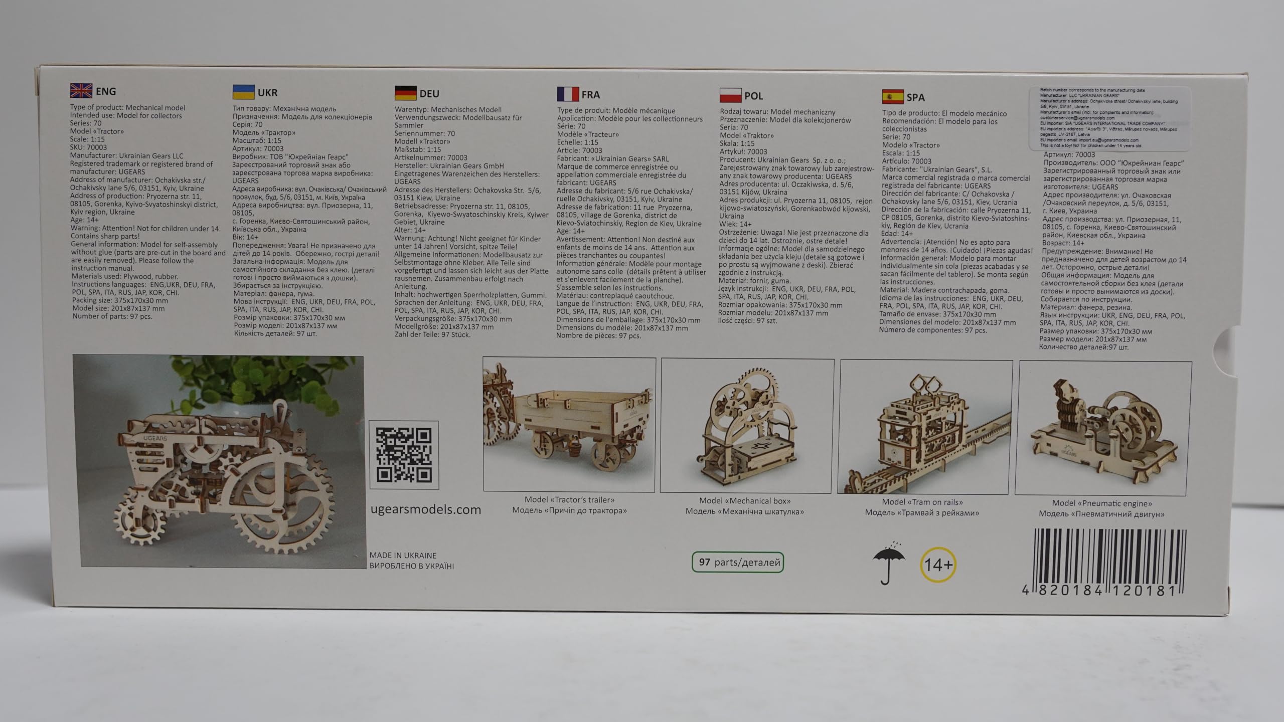 UGEARS 70003 Der Traktor mechanisches 3D-Puzzle, EIN hölzernes Rätsel für Kinder, Jugendliche und Erwachsene
