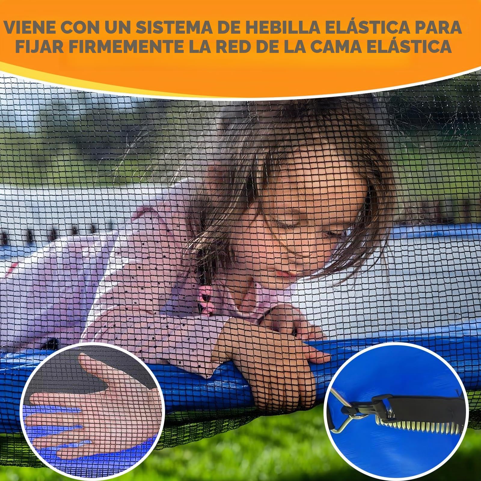 Red de Seguridad para Trampolín 244 305 366 396 397 400 426 427 430 cm, Protector Cama Elastica, Red de Repuesto para Cama Elastica, Red de Repuesto para Trampolín Redondo para 6/8 Postes Rectos