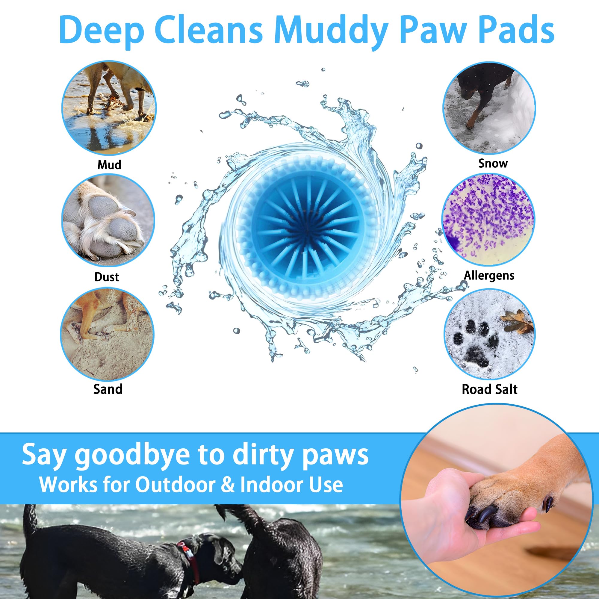 Limpiador de patas de perro con 3 toallas y cepillo de baño para perros mediano/extragrande