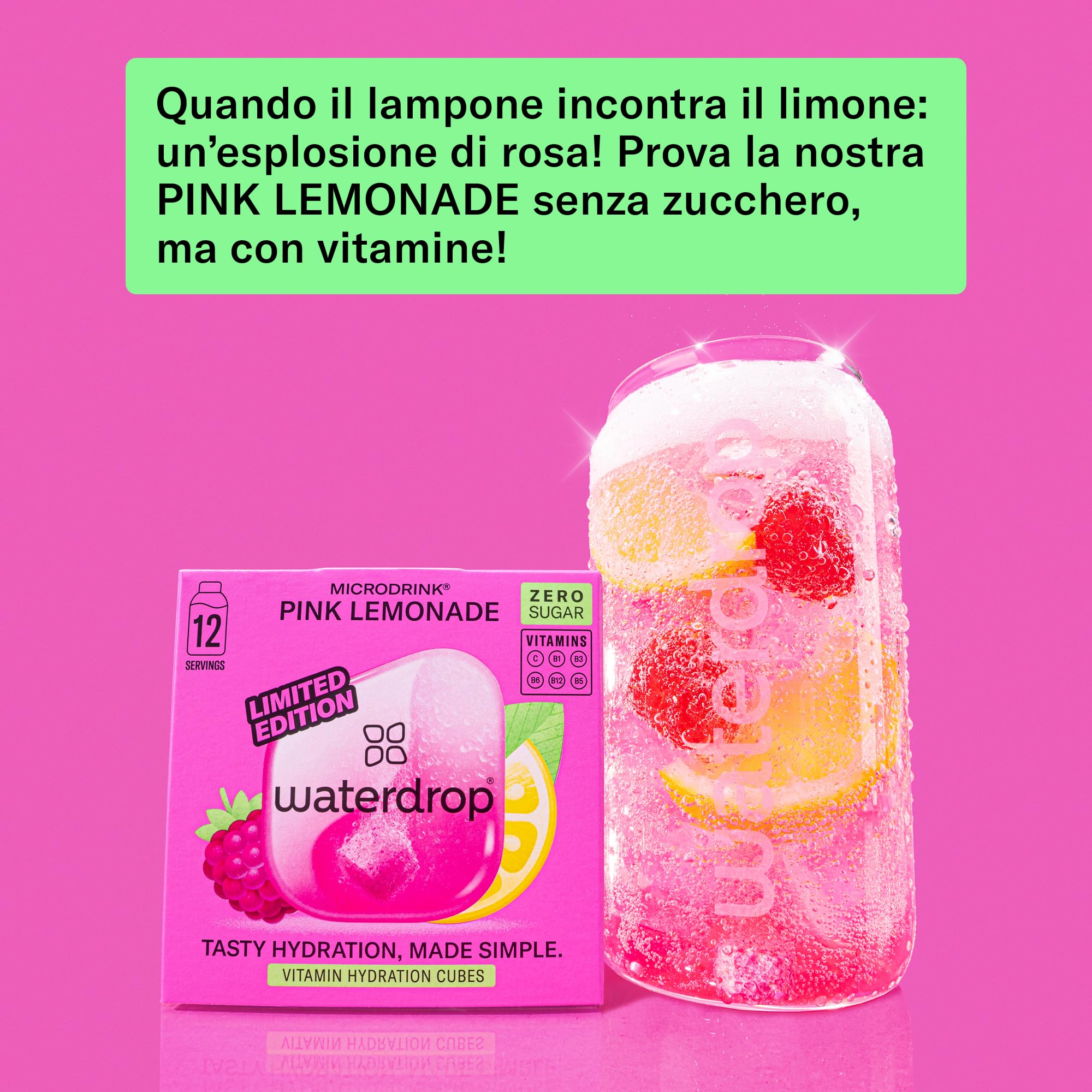 waterdrop® Limonata Set - 48 cubetti per insaporitore acqua senza zucchero - Alternativa allo borraccia con gusti e sciroppo - waterdrop cubetti per acqua aromatiche per 96 bevande acqua aromatizzata