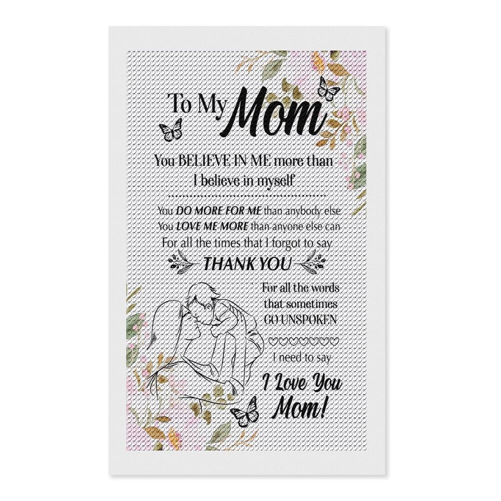 Junmoney to My Mom Gift Diamond Painting Kit 12"x20", for Women, Simple to Start, Bedroom Decor, Christmas Gift, Good for Quiet Evenings
