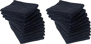 Eurow Microfiber Salon Towels – Bleachproof, Ultra Absorbent & Quick Drying – Soft, Lightweight & Durable for Hair Styling, Beauty, Barber & Spa Use, 16 x 29 Inches, 20-Pack, Black