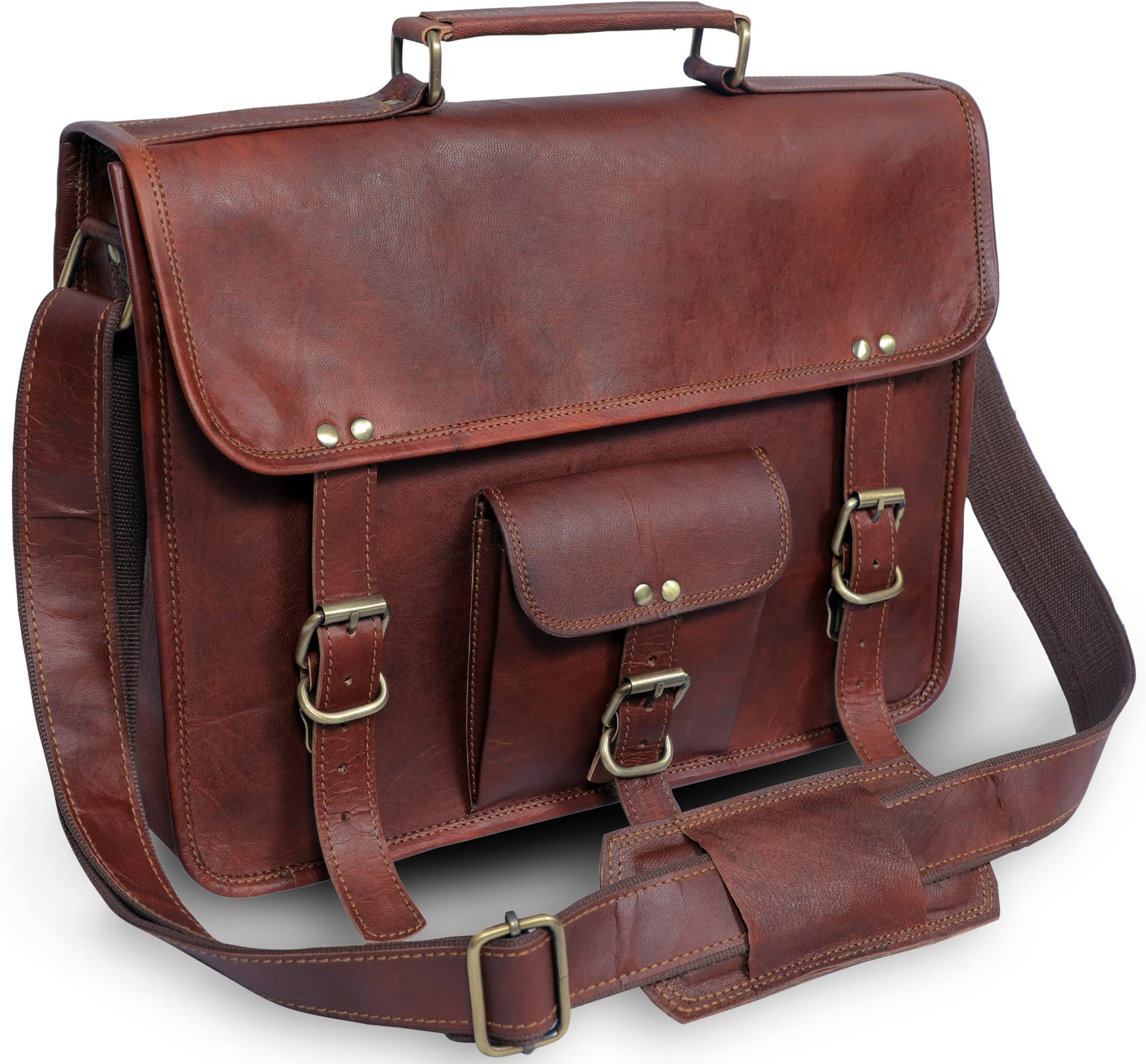 ANUENT Laptop Bags Vintage Soft Leather Messenger