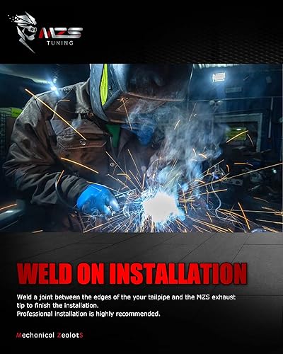 Miniatura 6 de MZS Punta de escape, acero inoxidable de 2.5 pulgadas, entrada de 4 pulgadas, salida de 17 pulgadas de longitud, tubo de escape universal de corte