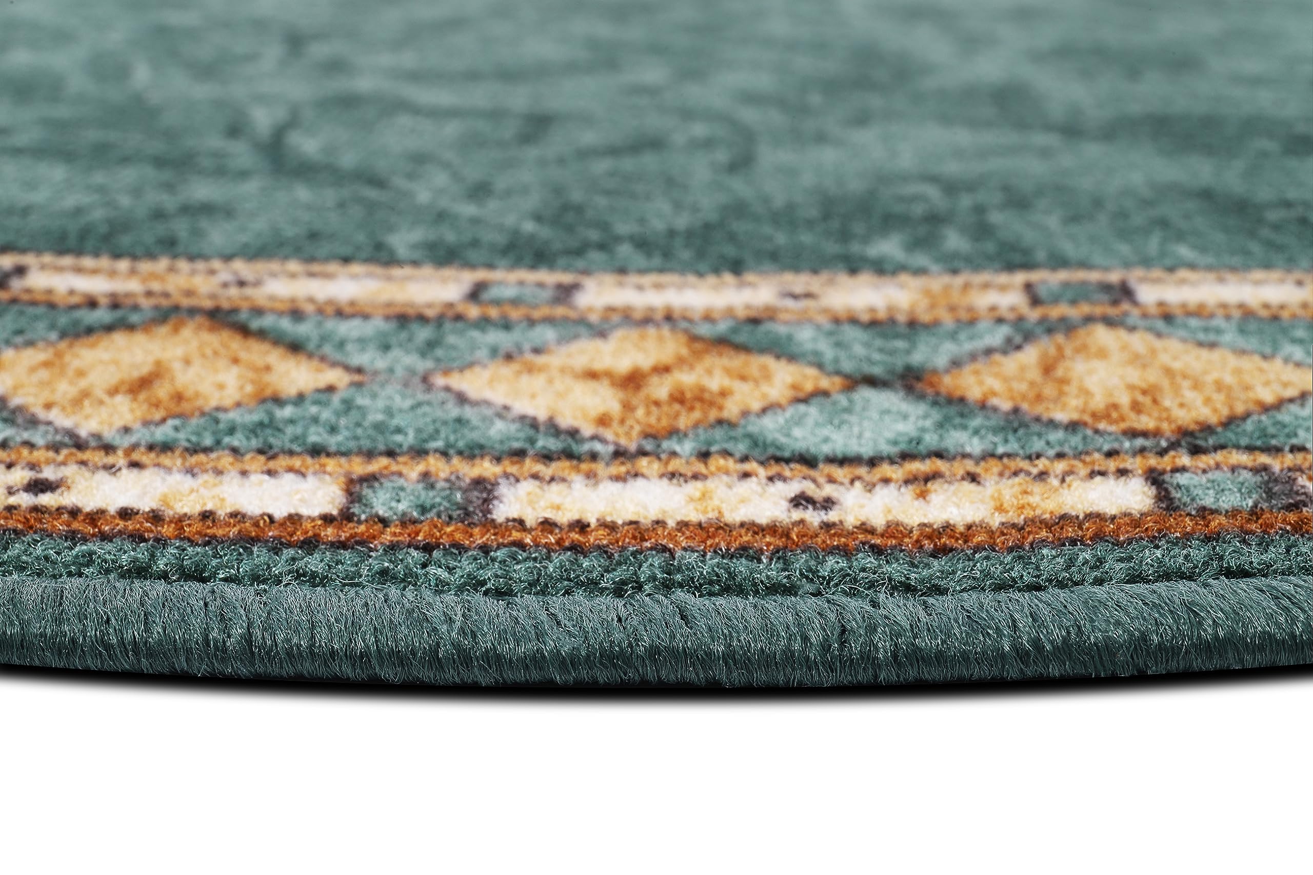 TAPISO Antidérapant Tapis Couloir Long Tapis au Mètre Tapis de Passage Poils Ras Tapis Entrée Cuisine Évier Chambre Escaliers Moderne Vert Marron Géométrique Bordé 67 x 300 cm