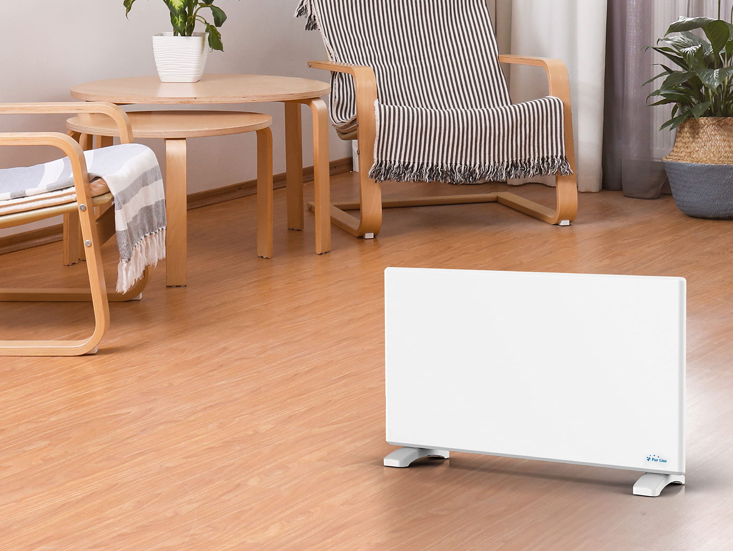 PUR LINE | Radiador Eléctrico 1500W con Panel de Cristal Blanco y Control WiFi PANEL GLASS - Calefactor Bajo Consumo con Control Digital por App, Emisor Térmico Silencioso