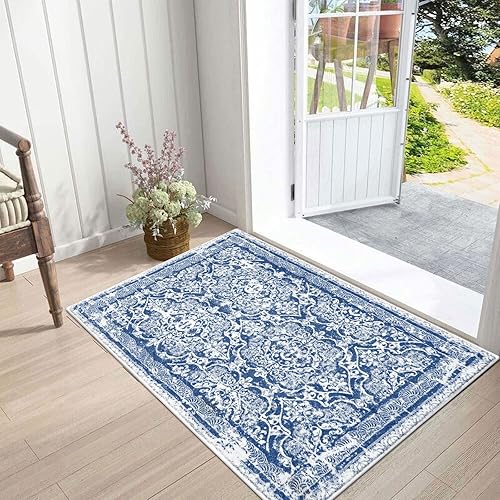 Vaukki - Alfombra de pasillo, suave y peluda, alfombra antideslizante lavable, para lavandería, cocina, granja, baño, entrada y dormitorio (2 x 3