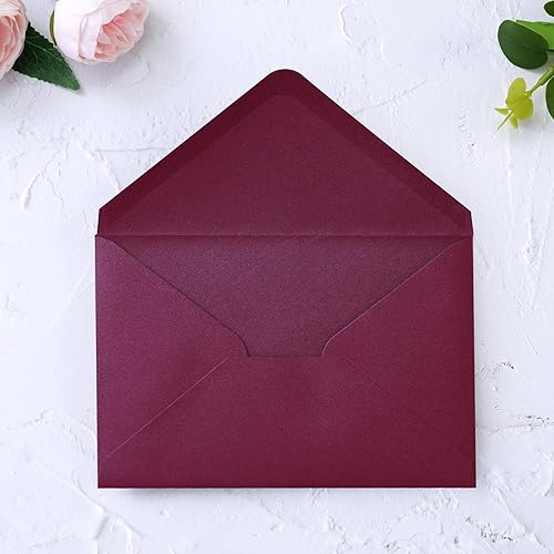 Miniatura 5 de PONATIA Paquete de 50 sobres A4, sobres burdeos de 4 14 x 6 18 pulgadas, perfectos para tarjetas de regalo, tarjetas de detalles de boda, tarjetas