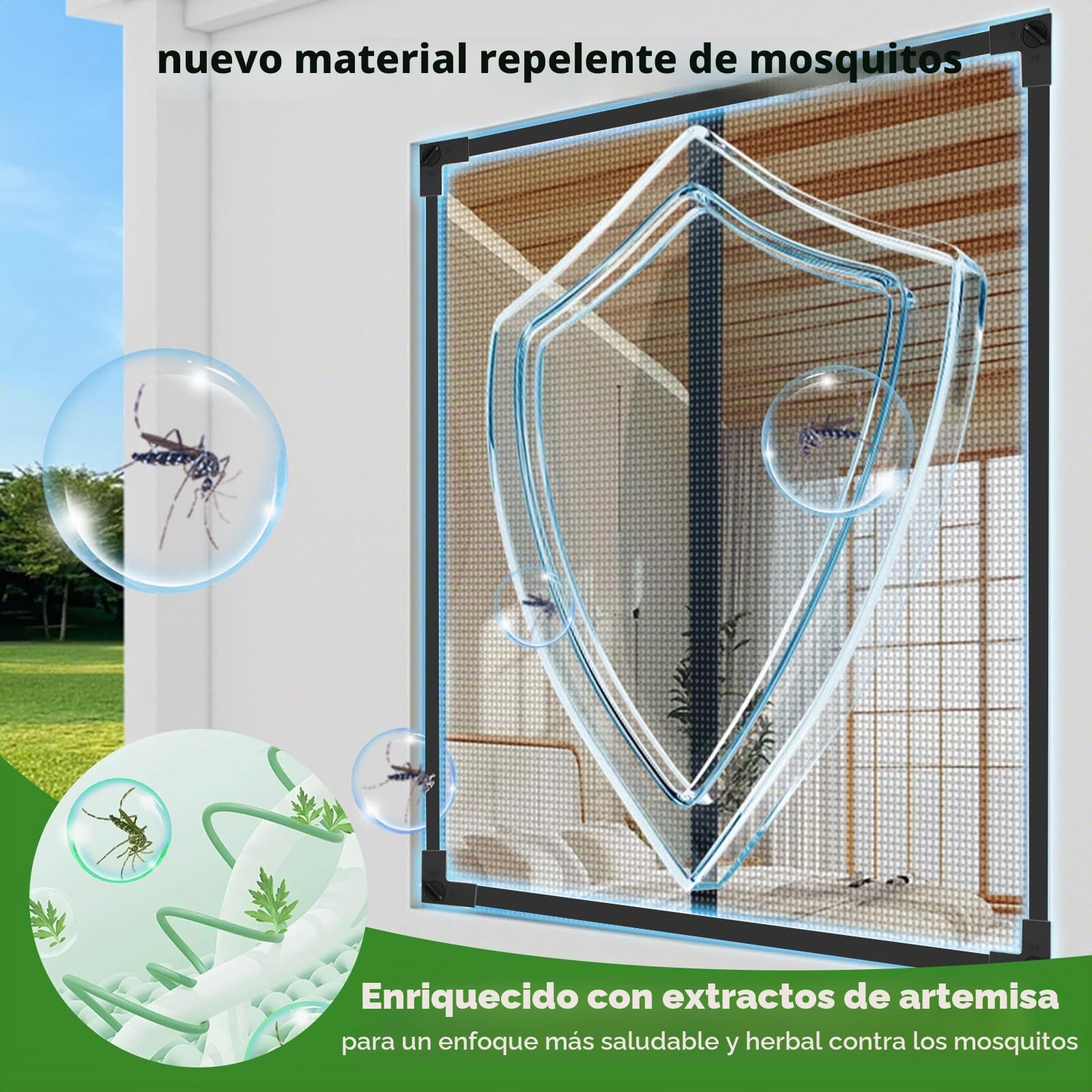 auvstar Mosquitera para Ventana con Cierre Magnético 150x200cm Recortable | Sin Perforaciones,Reutilizable,Tela Mosquitera,Para Sala de Estar,Dormitorio,Patio,Balcón